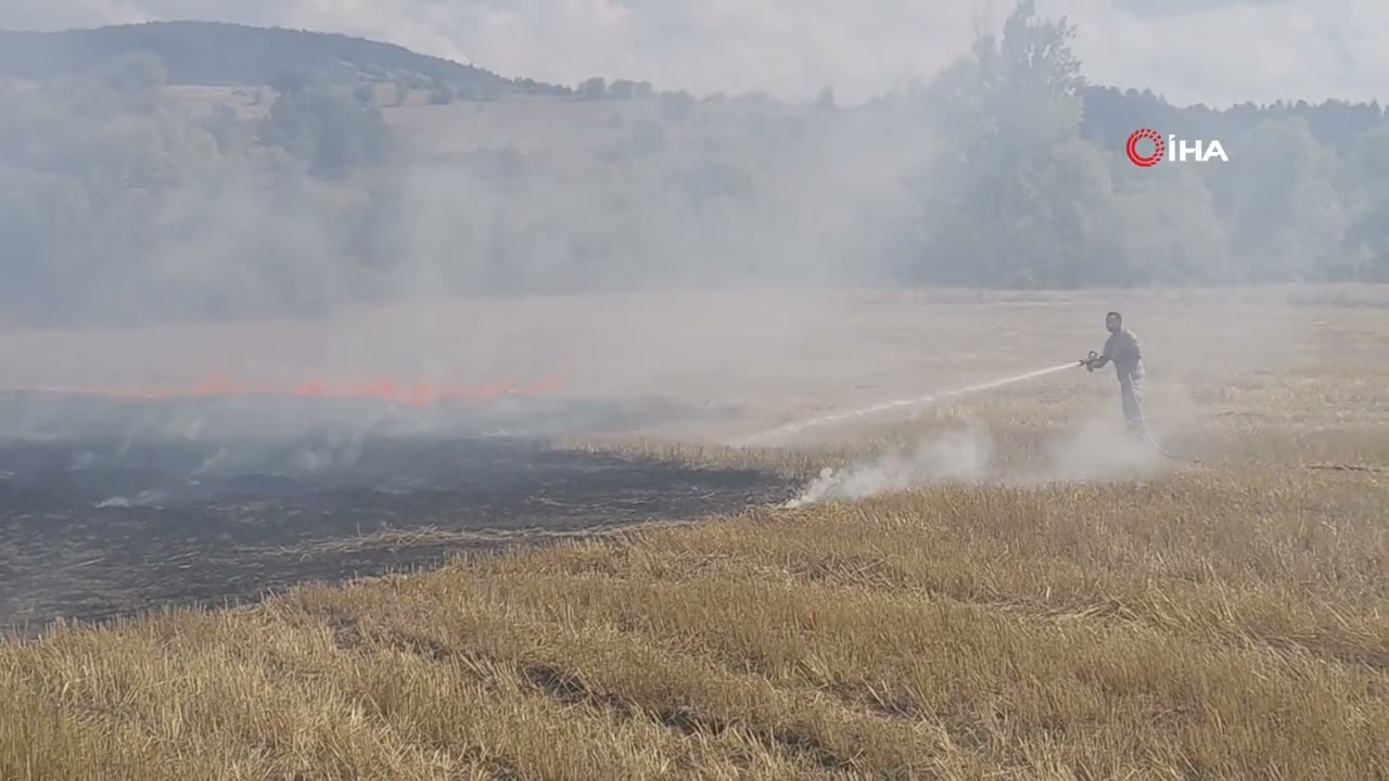 Anız yangını büyümeden söndürüldü
