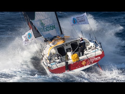 Offshore Class 40 in strong wind and waves