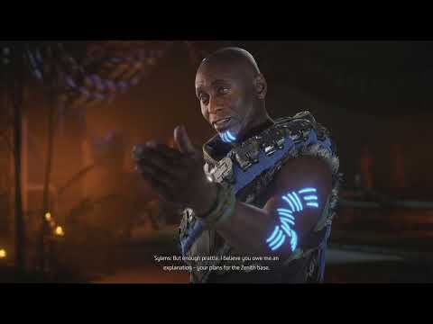 Aloy talking Sylens & Tilda at the Base