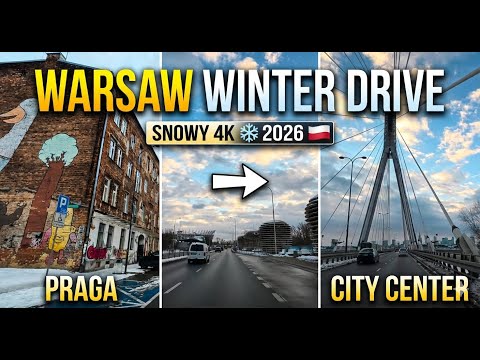 Warsaw Winter Drive 2026 🇵🇱 | Praga to City Center [Snowy 4K]