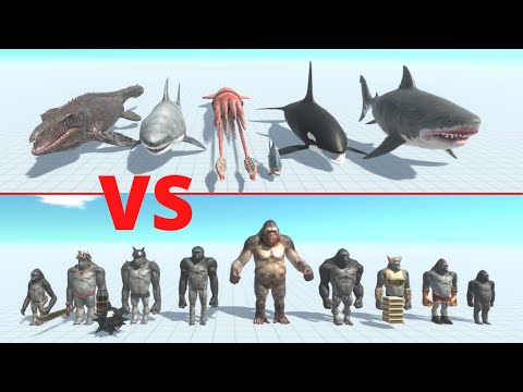 Aquatics Team VS Mutant Primates Team - Animal Revolt Battle Simulator