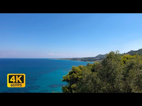 4K Greece island window view - Relaxing, Calming, Ambience (ASMR)