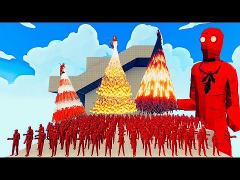 100x FIRE ZOMBIE + 1x GIANT vs 4x EVERY GOD   Totally Accurate Battle Simulator TABS
