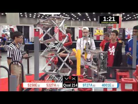 2015 VRC Arts Q214 - 5150E 5327A vs 9727A 4001E - 53 to 58 - VEX Worlds 2015 - Arts Division
