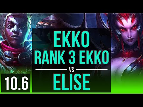 EKKO vs ELISE (JUNGLE) | Rank 3 Ekko, Rank 14, 67% winrate, KDA 17/4/9 | KR Challenger | v10.6