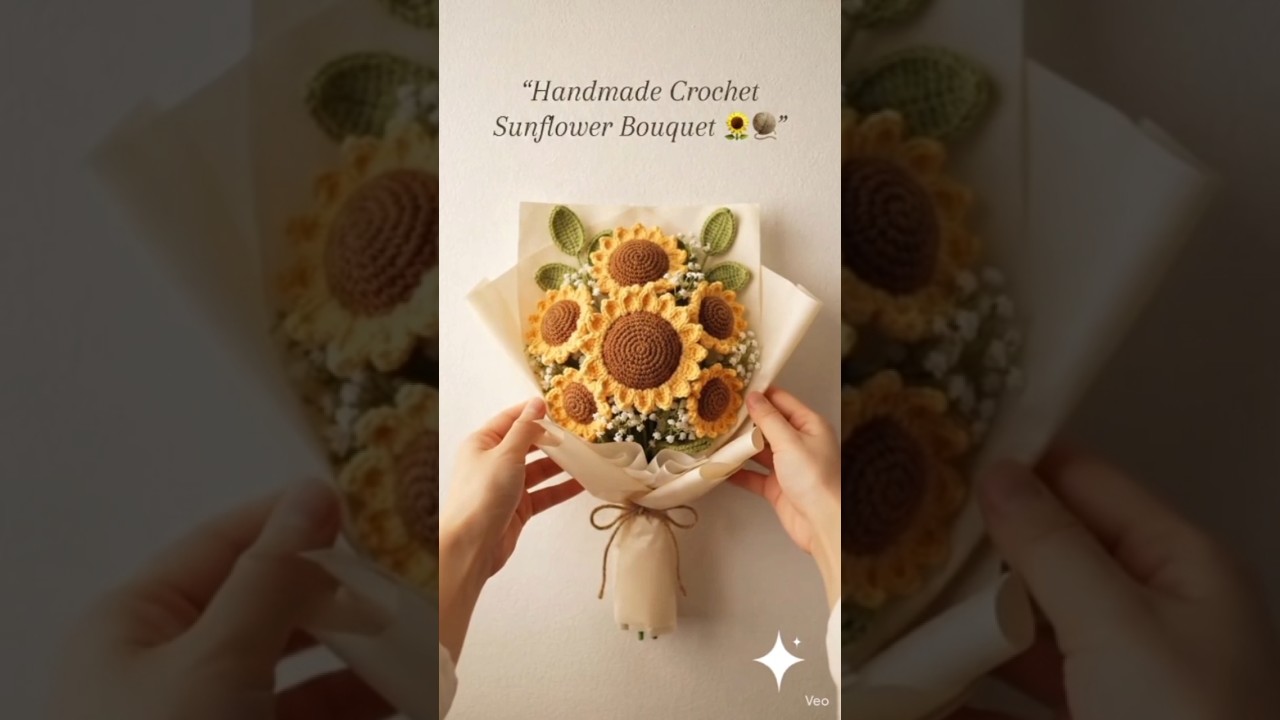handmade crochet sunflower Bouquet 🌻#shorts #crochet #trending #viral