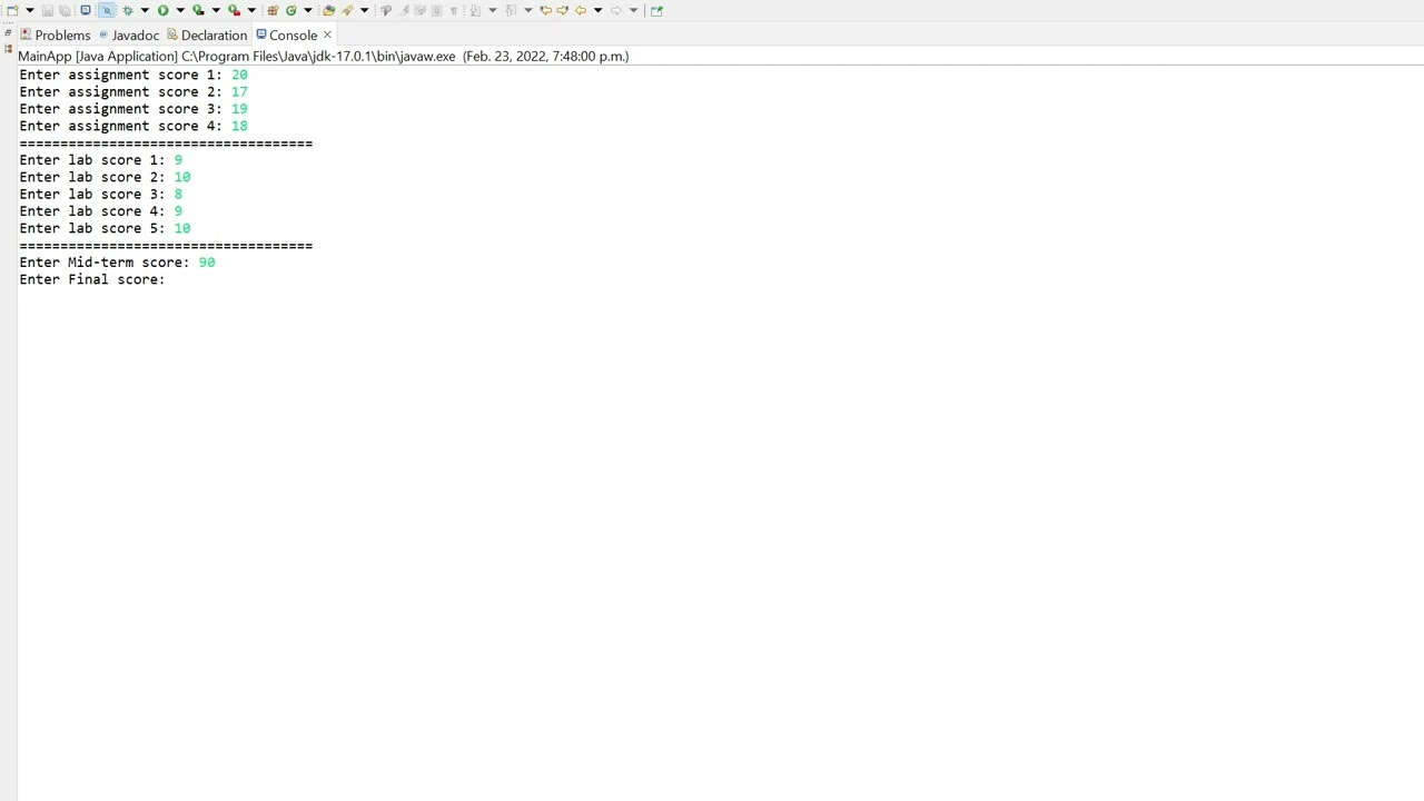 Java Program Generate Student Report Card