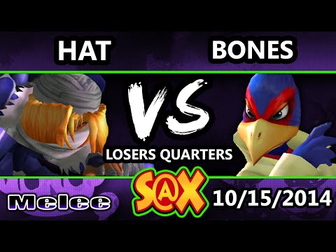 S@X - Bones (Falco) Vs. Hat (Sheik) SSBM Loser Quarters - Smash Bros. Melee