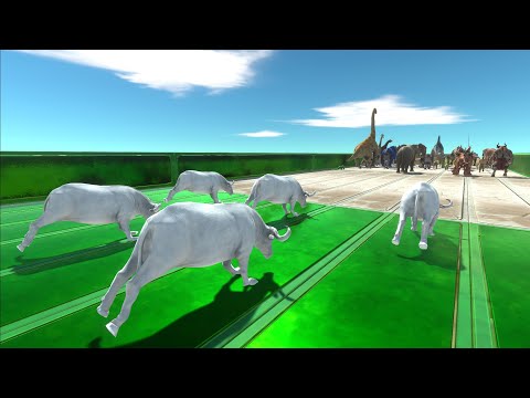 Units Trying To Escape From Albino Buffaloes - Animal Revolt Battle Simulator