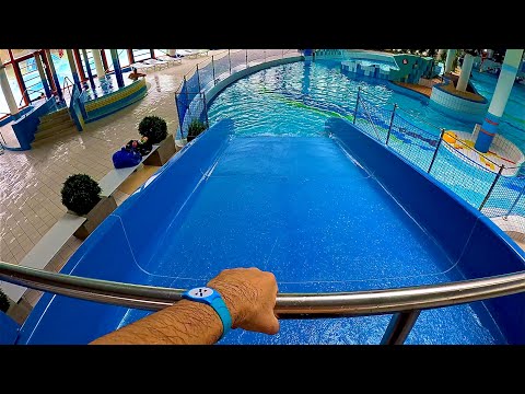 Blue Family Water Slide at Donaubad Ulm, Germany