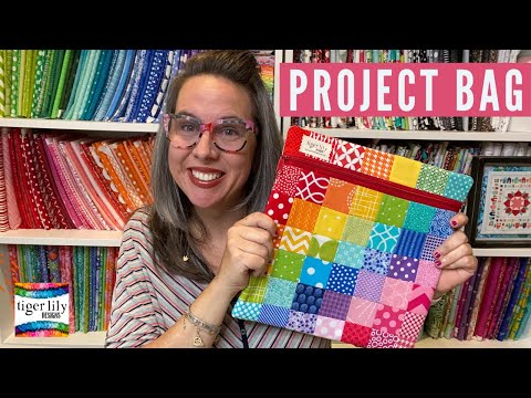 How to Sew Project Bag, Perfect for Cross Stitch WIP - Rainbow Fabric Patchwork - FlossTube EXTRA