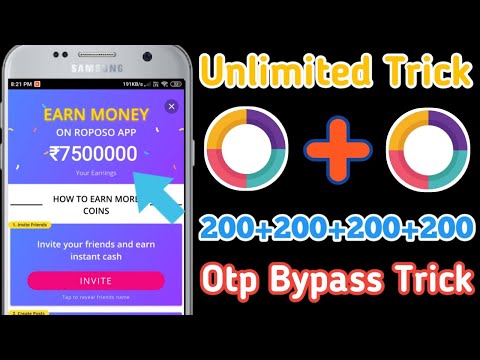 {Unlimited Trick} Roposo Unlimited Otp Bypass Trick | Best Earning Application | Roposo Bug Trick Video