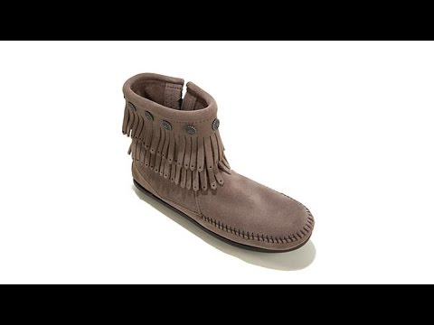 Minnetonka Suede Double Fringe Concho Bootie