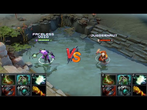 Dota 2 | Faceless Void vs Juggernaut lvl 30 | Normal Attacks Only | Same Full Items