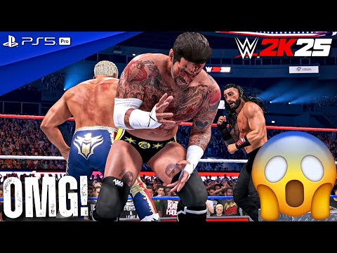 WWE 2K25 - Roman Reigns vs. CM Punk vs. Cody Rhodes - Triple Threat Match at WrestleMania 42 | 4K