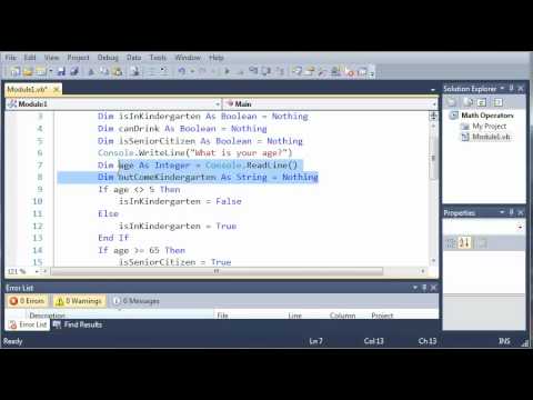 Visual Basic Tutorial - 16 - Conditional Operators