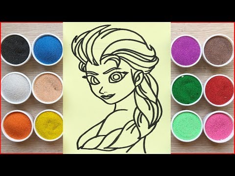 Đồ chơi trẻ em TÔ MÀU TRANH CÁT CÔNG CHÚA ELSA BĂNG GIÁ - Colored sand painting toys (Chim Xinh)