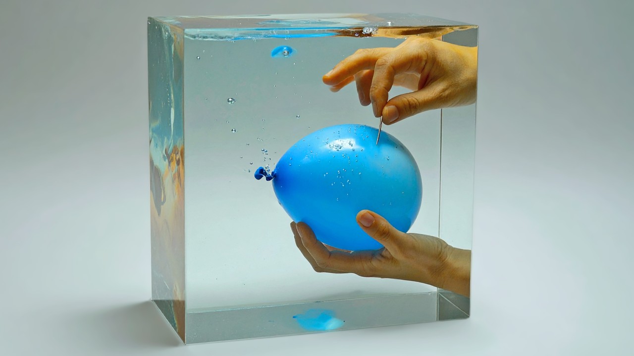 Popping a Balloon Frozen in Resin | Ultra-Realistic DIY Epoxy Art