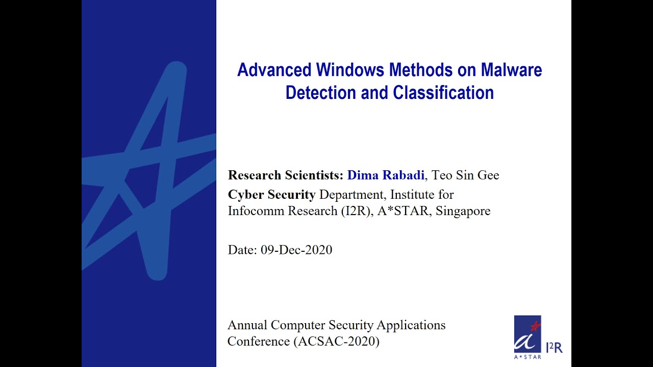 1A-5 Advanced Windows Methods on Malware Detection and Classification