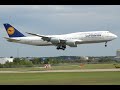 Lufthansa 747-8 landing, DTW