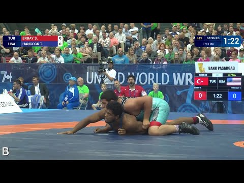 1/4 GR - 96 kg: S. ERBAY (TUR) df. T. HANCOCK (USA) by VPO1, 4-3
