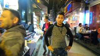 The Nightlife Street Scene in Istanbul, Turkey