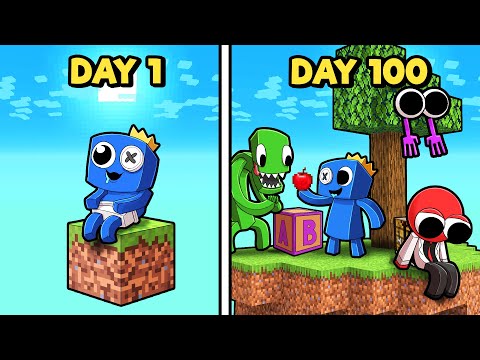 100 DAYS Skyblock as RAINBOW FRIENDS! (Minecraft)