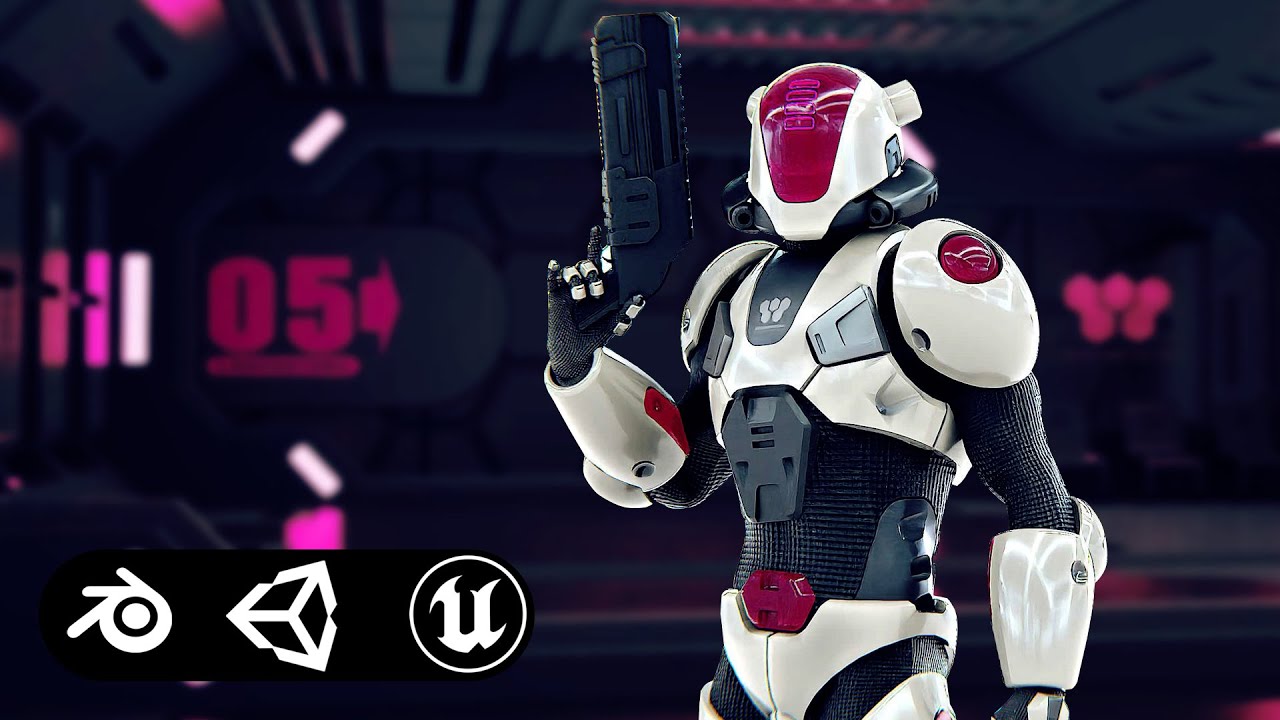 Cyber Soldier R-500 Auto-Rig Pro Rigged For Mixamo Unreal Engine Unity 3D Model