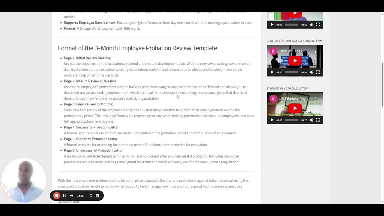 Employee Probation Review Template UK