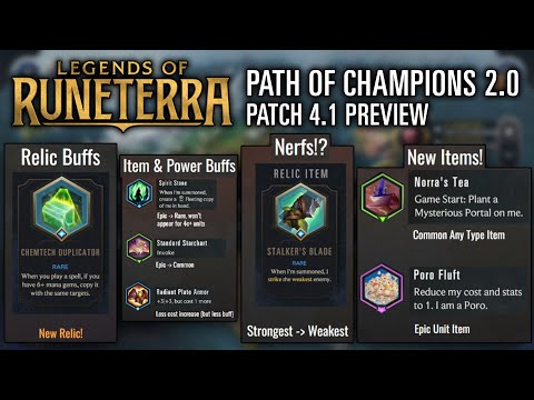 RELIC BUFFS, NERFS, NEW ITEMS AND FIXES and REACTION to Patch 4.1.0 | Path of Champions 2.0