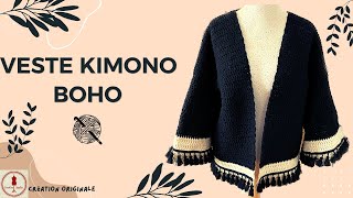 VESTE CROCHET KIMONO "BOHO" facile !