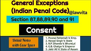 Consent in IPC |General Exceptions IPC | Section 87,88,89,90,91,92 of Indian Penal Code video