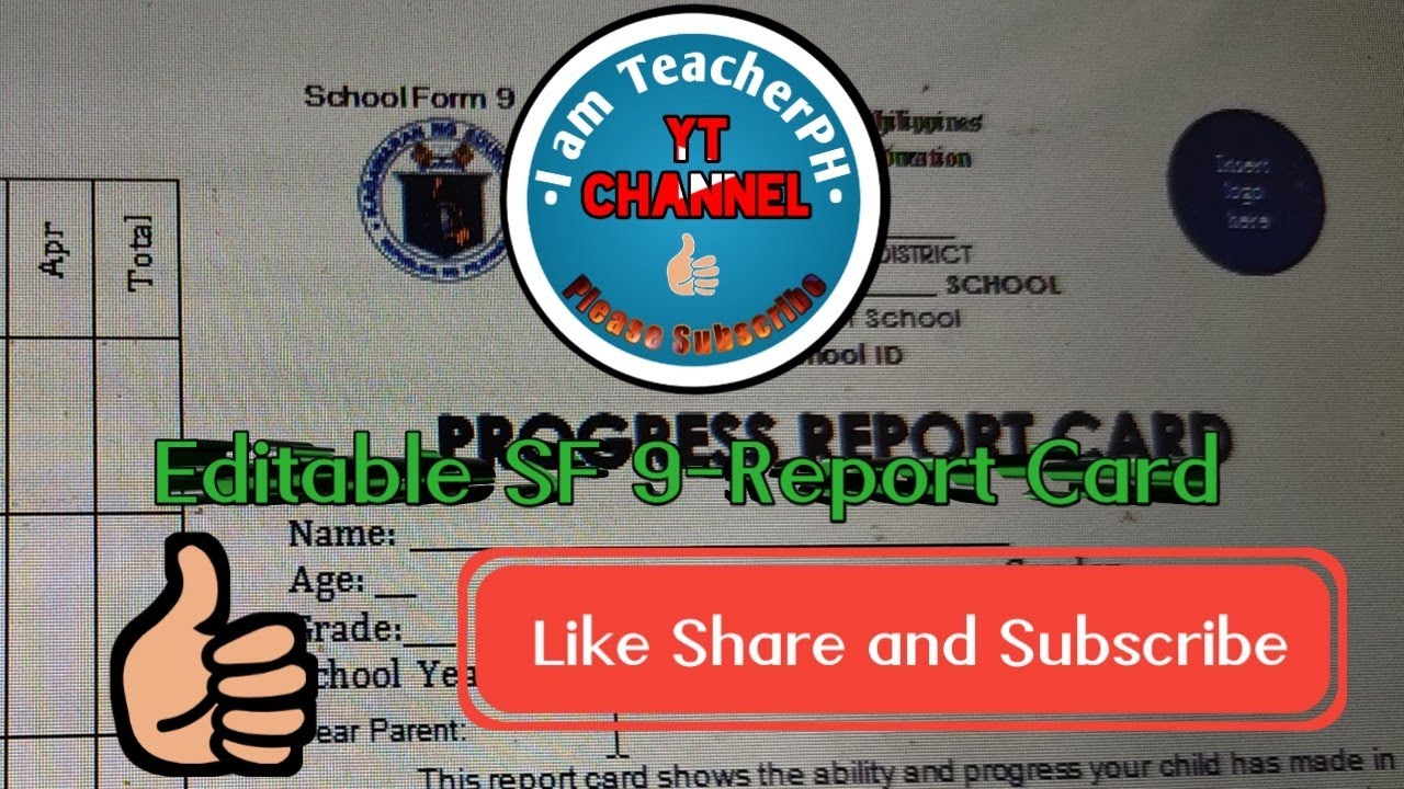Editable SF 9 Report Card