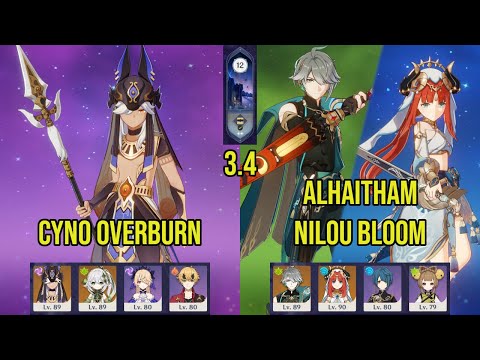 (F2P) C0 CYNO Overburn & C0 ALHAITHAM NILOU Bloom | 3.4 Spiral Abyss Floor 12 | Genshin Impact