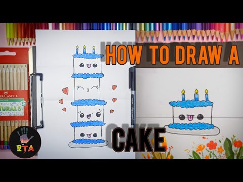 How To Draw A Birthday Cake Tower (Folding Surprise)