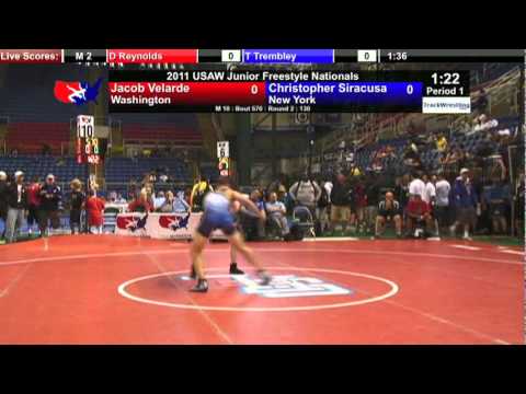 Junior Freestyle 130 - Jacob Velarde (WA) vs. Chris Siracusa (NY)