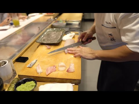 Preparation of Japanese raw fish dish - Sashimi, Nigiri Sushi & other cuisine