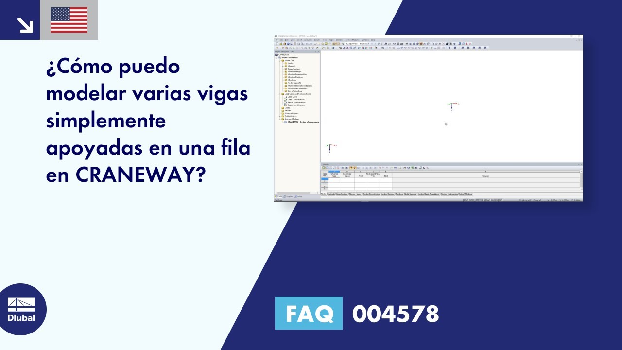 FAQ 004578 | ¿Cómo puedo modelar varias vigas apoyadas simplemente en una fila en CRANEWAY?