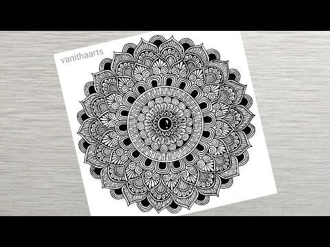 How to draw a Mandala Art for Beginners Step by Step Tutorial Easy Mandala Drawing vanithaarts