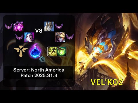Vel'Koz Support + Jinx vs Galio + Ezreal - NA Master - Patch 25.S1.3