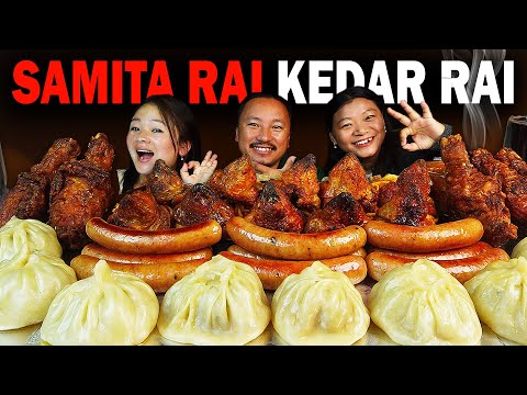 Eating Big Pork Momo | Spicy Noodles 🔥& Chicken Butt With @KedarRai @VillageEnvironmentNEPAL 😍