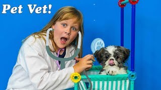 Pet Vet Pretend Play Check Up for Funny Puppy Waggles and Wiggles with the Assistant