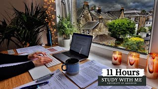 11 HOUR STUDY WITH ME | Background noise, 10 min Break, No music, 45 min Lunch Break