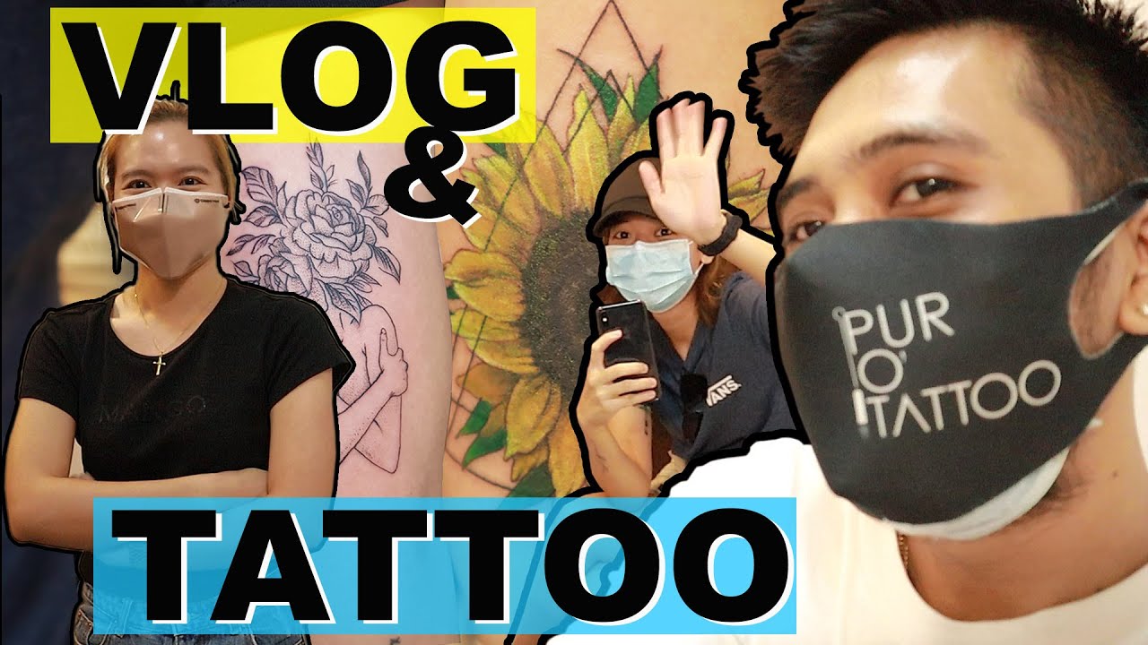 SUNFLOWER TATTOO || MINIMAL FLORAL DESIGN || VLOG & TATTOO TIME LAPSE