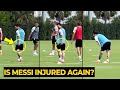 MESSI fans worried after Messi was seen clutching his leg during training ahead Red Bulls game