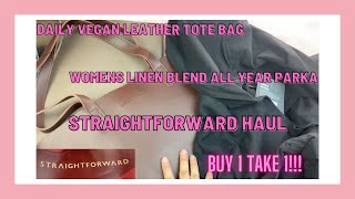 STRAIGHTFORWAD HAUL TOTE BAG DAILY VEGAN LEATHER CRUELTY FREE WOMEN'S LINEN BLEND ALL YEAR PARKA