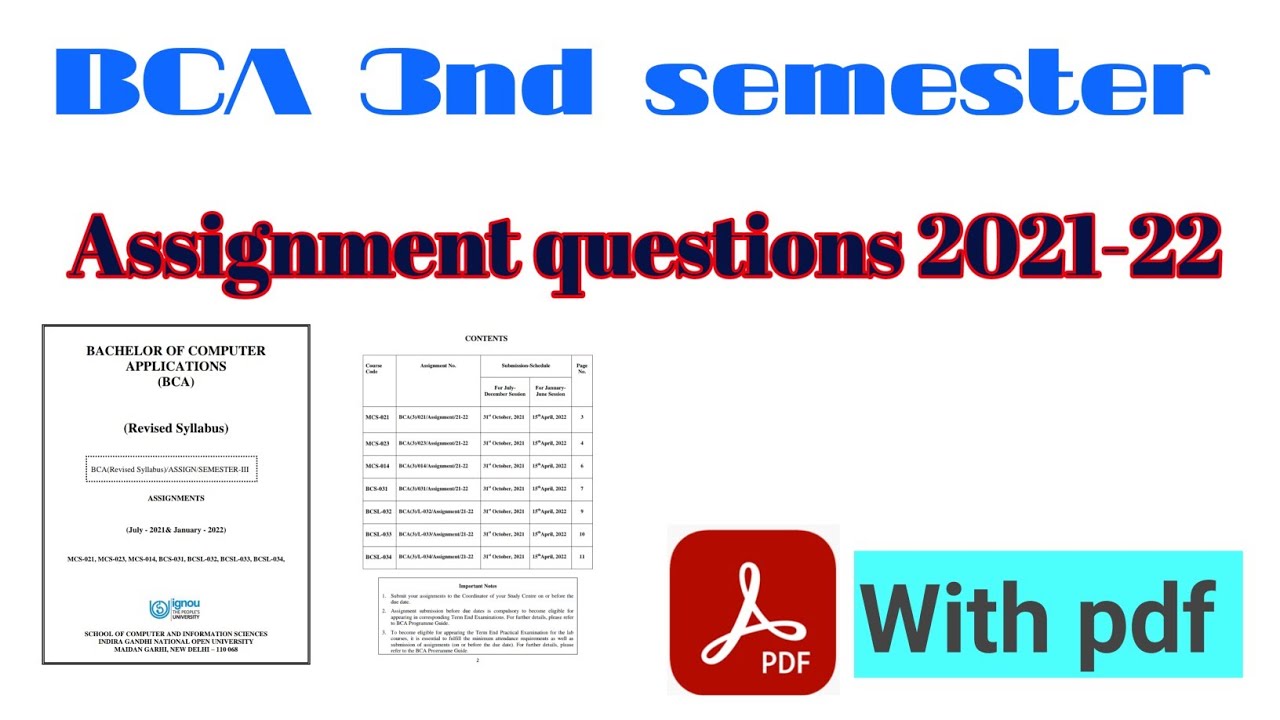 BCA 3rd semester assignment questions || with pdf || #assignment_2021