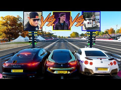 GT-R DO GREG FERREIRA VS PORSCHE PANAMERA DO EDUKOF VS BMW I8 DO JON VLOGS - FORZA HORIZON 4