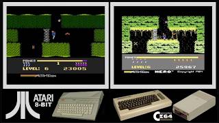 Atari 8-bit vs C64 : H.E.R.O. (Side by side comparison)