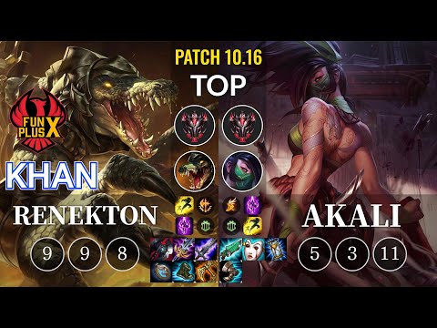 FPX Khan Renekton vs Akali Top - KR Patch 10.16